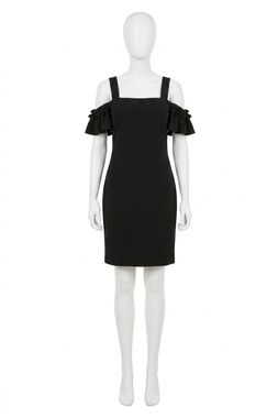 NEW DREW cold shoulder ruffle sleeve dress in black